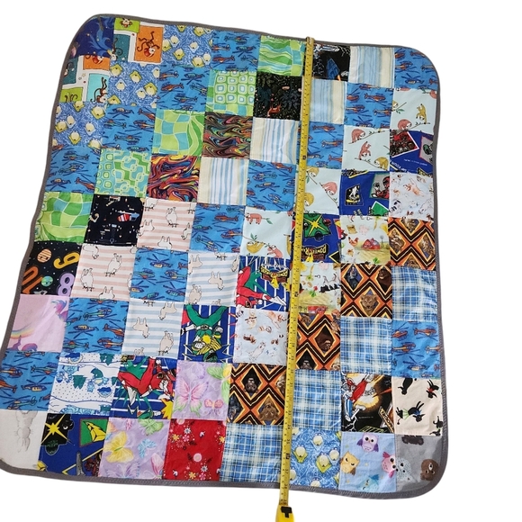 HANDMADE Patchwork Baby Crib Quilt Blanket - Approx. 34 x 38 inches - Picture 8 of 10